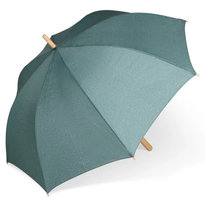 Gift Campaign Ombrello in rPET da 25'' a prova di tormenta con manico in legno Ø103> Ombrelli Antivento