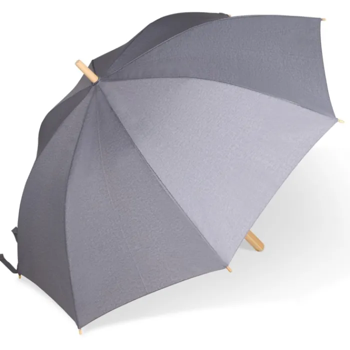 Gift Campaign Ombrello in rPET da 25'' a prova di tormenta con manico in legno Ø103> Ombrelli Antivento