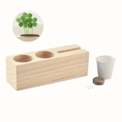 Gift Campaign Organizer da scrivania con logo in con semi piantabili Wood> Gadget Per L'Ufficio