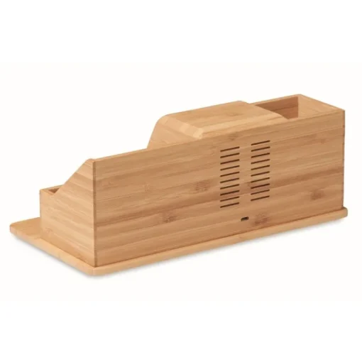 Gift Campaign Organizer da scrivania personalizzato con caricatore wireless Bamboo> Gadget Per L'Ufficio