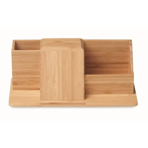 Gift Campaign Organizer da scrivania personalizzato con caricatore wireless Bamboo> Gadget Per L'Ufficio