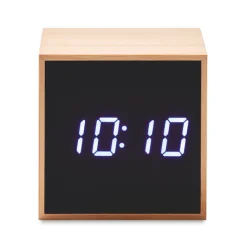 Gift Campaign Orologio sveglia di forma quadrata con display a LED Bamboo Cube></noscript> Altri Gadget Pubblicitari