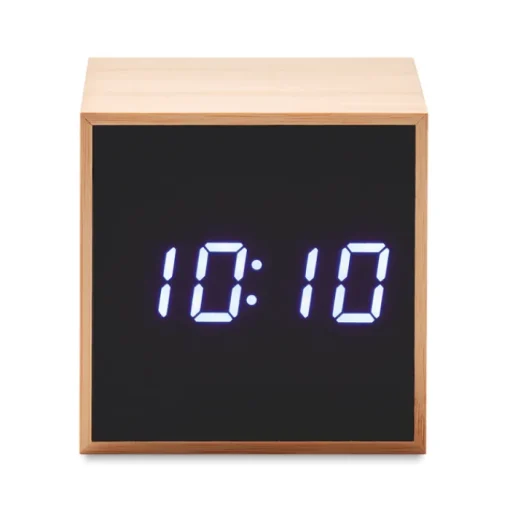 Gift Campaign Orologio sveglia di forma quadrata con display a LED Bamboo Cube> Altri Gadget Pubblicitari