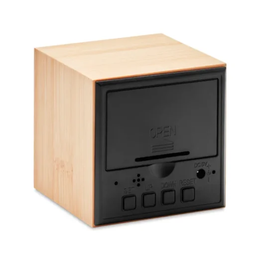 Gift Campaign Orologio sveglia di forma quadrata con display a LED Bamboo Cube> Altri Gadget Pubblicitari