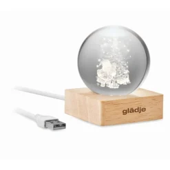 Gift Campaign Palla di neve natalizia con luce LED da 100lm su base in caucciù><noscript><img width=