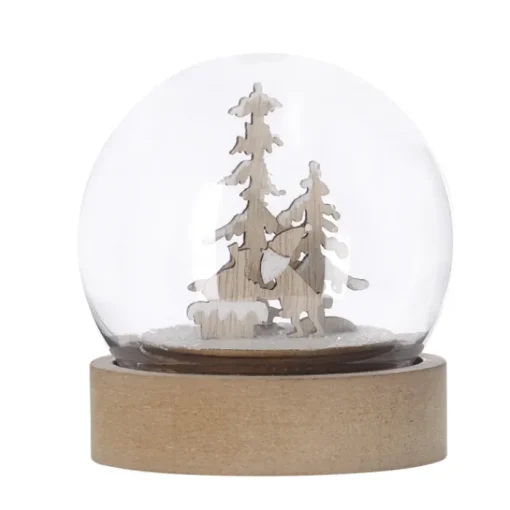 Gift Campaign Pallina illuminata con motivo natalizio all'interno e base in legno> Gadget Natalizi