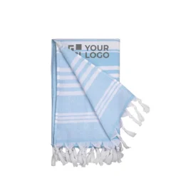 Gift Campaign Pareo con logo in cotone con frange annodate 220 g/m2 Capri></noscript> Teli Mare|Asciugamani Personalizzati