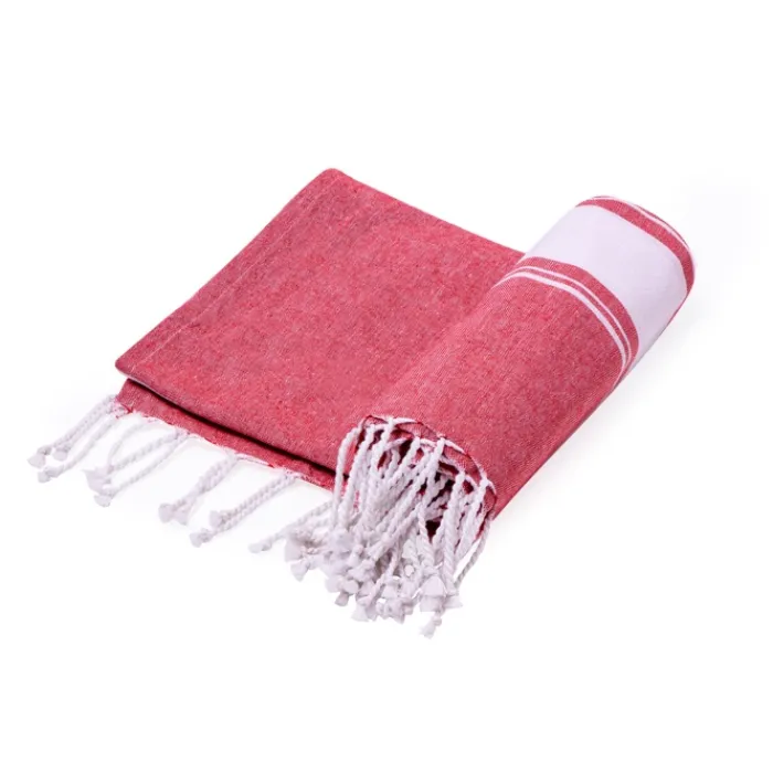 Gift Campaign Pareo telo bicolore in cotone e poliestere con frange 180g/m2> Teli Mare|Asciugamani Personalizzati