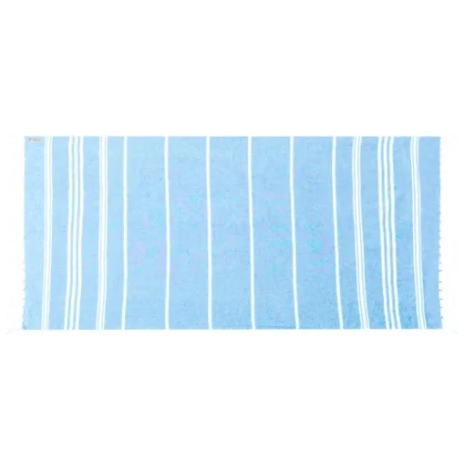 Gift Campaign Pareo telo con righe bianche in cotone riciclato e poliestere 255 g/m2> Teli Mare|Asciugamani Personalizzati