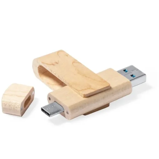 Gift Campaign Pendrive in legno con meccanismo rotante e USB tipo C Ecotwist OTG-C> Chiavette Usb Ecologiche