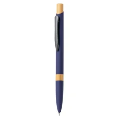 Gift Campaign Penna a pulsante in alluminio con dettagli in bambù e inchiostro blu></noscript> Penne In Metallo