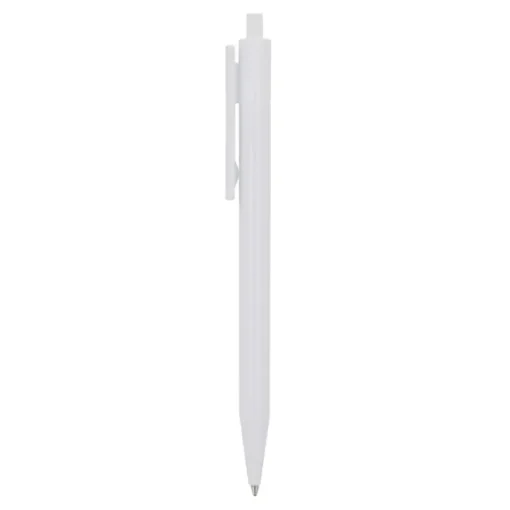 Gift Campaign Penna a scatto in plastica bianca con clip colorata e inchiostro blu> Penne Di Plastica