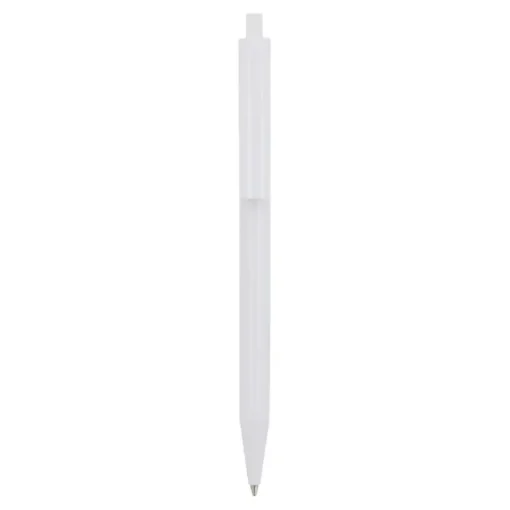 Gift Campaign Penna a scatto in plastica bianca con clip colorata e inchiostro blu> Penne Di Plastica