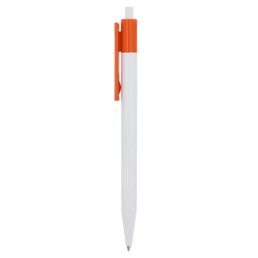 Gift Campaign Penna a scatto in plastica bianca con clip colorata e inchiostro blu> Penne Di Plastica