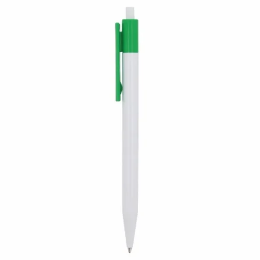 Gift Campaign Penna a scatto in plastica bianca con clip colorata e inchiostro blu> Penne Di Plastica