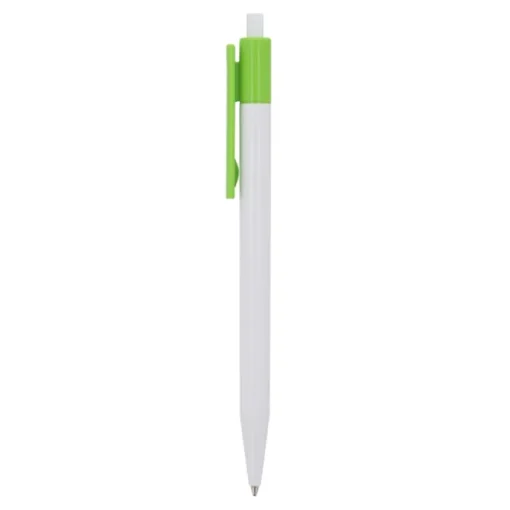 Gift Campaign Penna a scatto in plastica bianca con clip colorata e inchiostro blu> Penne Di Plastica