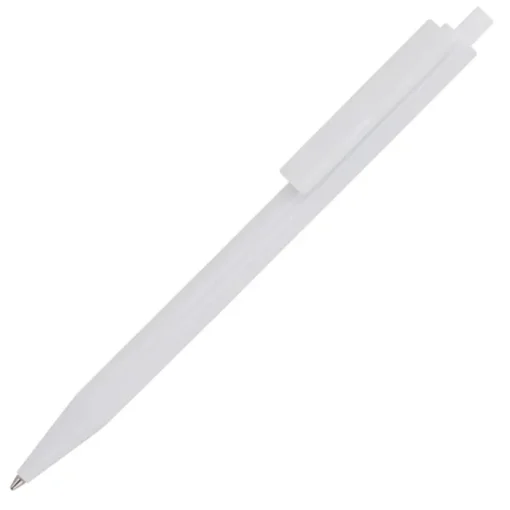 Gift Campaign Penna a scatto in plastica bianca con clip colorata e inchiostro blu> Penne Di Plastica