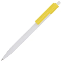 Gift Campaign Penna a scatto in plastica bianca con clip colorata e inchiostro blu></noscript> Penne Di Plastica