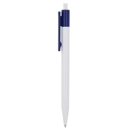 Gift Campaign Penna a scatto in plastica bianca con clip colorata e inchiostro blu> Penne Di Plastica