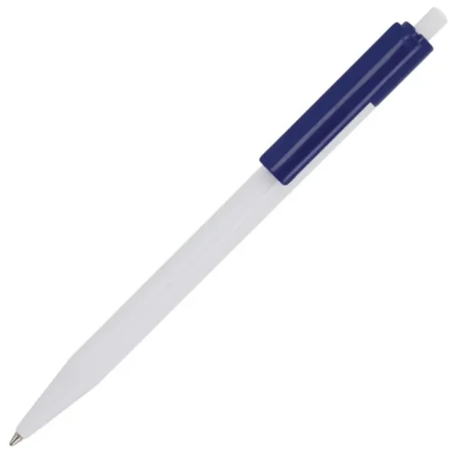 Gift Campaign Penna a scatto in plastica bianca con clip colorata e inchiostro blu> Penne Di Plastica