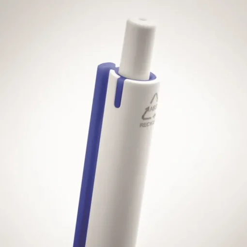 Gift Campaign Penna a sfera dal fusto bianco con clip colorata ed inchiostro blu> Penne Ecologiche|Penne Di Plastica