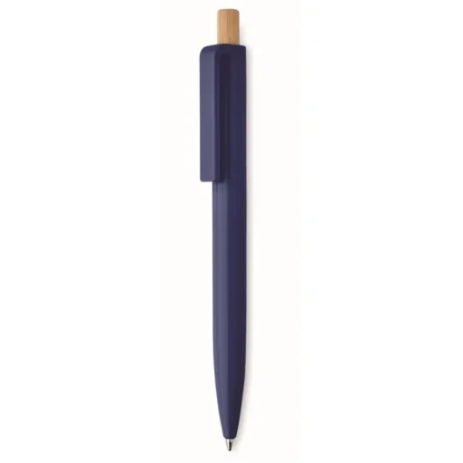 Gift Campaign Penna a sfera in ABS riciclato con pulsante in bambù e inchiostro blu> Penne Di Plastica