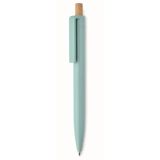 Gift Campaign Penna a sfera in ABS riciclato con pulsante in bambù e inchiostro blu> Penne Di Plastica