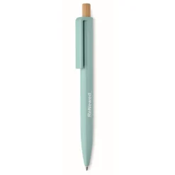 Gift Campaign Penna a sfera in ABS riciclato con pulsante in bambù e inchiostro blu></noscript> Penne Di Plastica