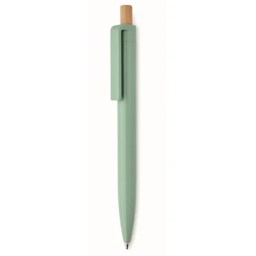 Gift Campaign Penna a sfera in ABS riciclato con pulsante in bambù e inchiostro blu> Penne Di Plastica