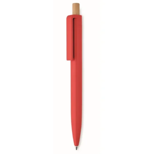 Gift Campaign Penna a sfera in ABS riciclato con pulsante in bambù e inchiostro blu> Penne Di Plastica