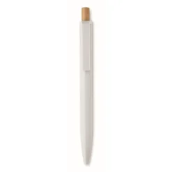Gift Campaign Penna a sfera in ABS riciclato con pulsante in bambù e inchiostro blu></noscript> Penne Di Plastica