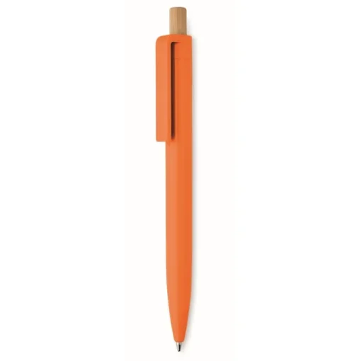 Gift Campaign Penna a sfera in ABS riciclato con pulsante in bambù e inchiostro blu> Penne Di Plastica