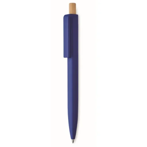 Gift Campaign Penna a sfera in ABS riciclato con pulsante in bambù e inchiostro blu> Penne Di Plastica
