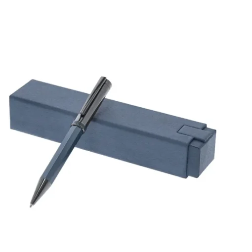 Gift Campaign Penna a sfera in acciaio inox dal design esagonale con inchiostro blu> Penne In Metallo