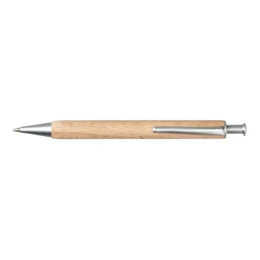 Gift Campaign Penna a sfera in legno con pulsante e clip in metallo inchiostro blu> Penne Ecologiche