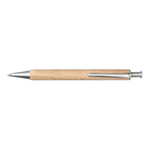 Gift Campaign Penna a sfera in legno con pulsante e clip in metallo inchiostro blu> Penne Ecologiche