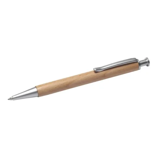 Gift Campaign Penna a sfera in legno con pulsante e clip in metallo inchiostro blu> Penne Ecologiche