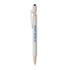 Gift Campaign Penna a sfera touch con logo, clip e punta in oro rosa inchiostro blu></noscript> Penne In Metallo