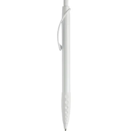 Gift Campaign Penna bianca con clip e impugnatura in gomma colorati e inchiostro blu> Penne Di Plastica