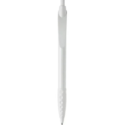 Gift Campaign Penna bianca con clip e impugnatura in gomma colorati e inchiostro blu> Penne Di Plastica