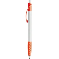 Gift Campaign Penna bianca con clip e impugnatura in gomma colorati e inchiostro blu></noscript> Penne Di Plastica