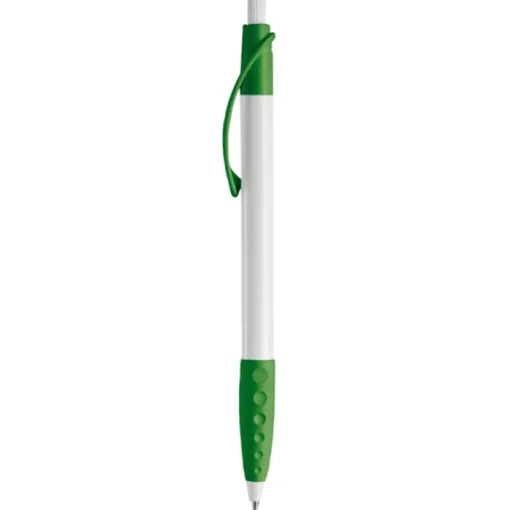 Gift Campaign Penna bianca con clip e impugnatura in gomma colorati e inchiostro blu> Penne Di Plastica