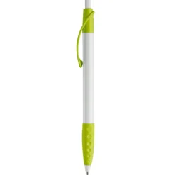 Gift Campaign Penna bianca con clip e impugnatura in gomma colorati e inchiostro blu></noscript> Penne Di Plastica