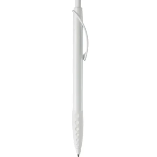 Gift Campaign Penna bianca con clip e impugnatura in gomma colorati e inchiostro blu> Penne Di Plastica