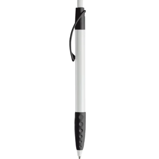 Gift Campaign Penna bianca con clip e impugnatura in gomma colorati e inchiostro blu> Penne Di Plastica