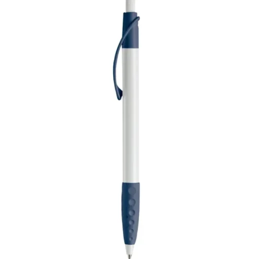 Gift Campaign Penna bianca con clip e impugnatura in gomma colorati e inchiostro blu> Penne Di Plastica