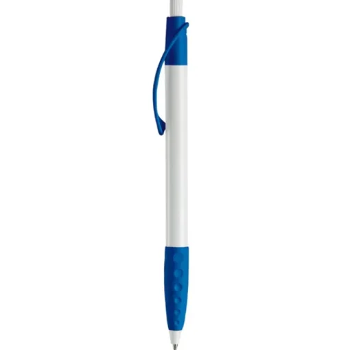Gift Campaign Penna bianca con clip e impugnatura in gomma colorati e inchiostro blu> Penne Di Plastica