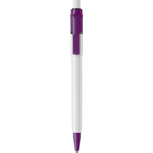 Gift Campaign Penna bianca con clip e punta colorati e inchiostro blu ricaricabile> Penne Di Plastica
