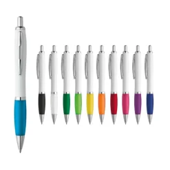 Gift Campaign Penna bianca con gomma antiscivolo colorata inchiostro blu ColorBlanc></noscript> Penne Di Plastica