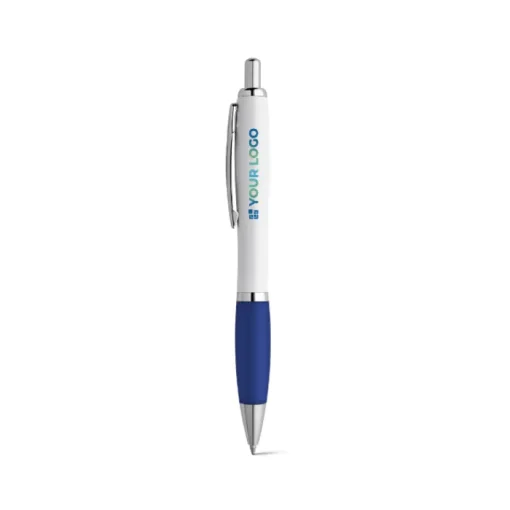 Gift Campaign Penna bianca con gomma antiscivolo colorata inchiostro blu ColorBlanc> Penne Di Plastica